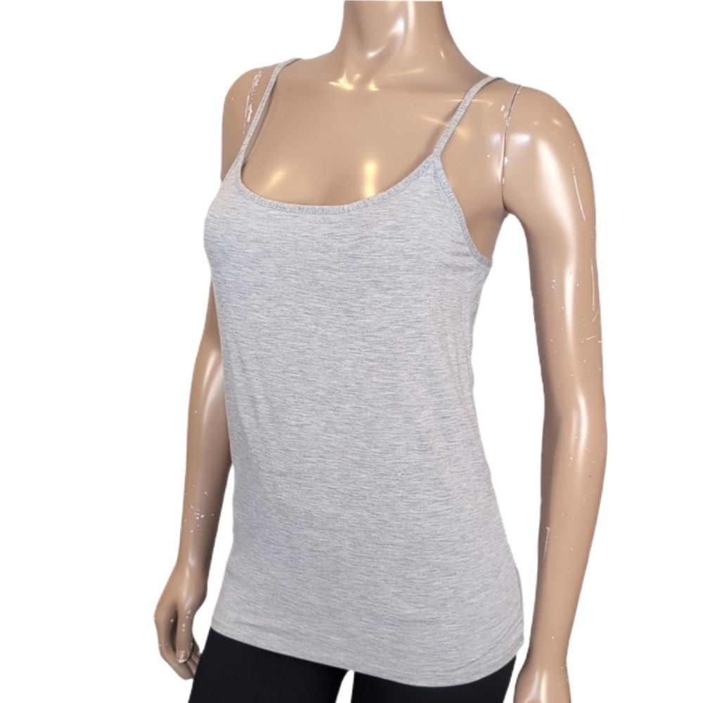 3/$20 Essential Spaghetti Strap Cami Heather Grey Adjustable Womens Size Medium